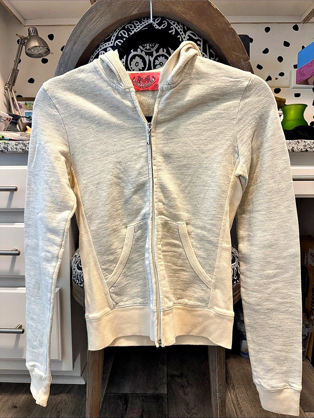 Juicy Couture Royalty Crest Zip-Up Hoodie Cream